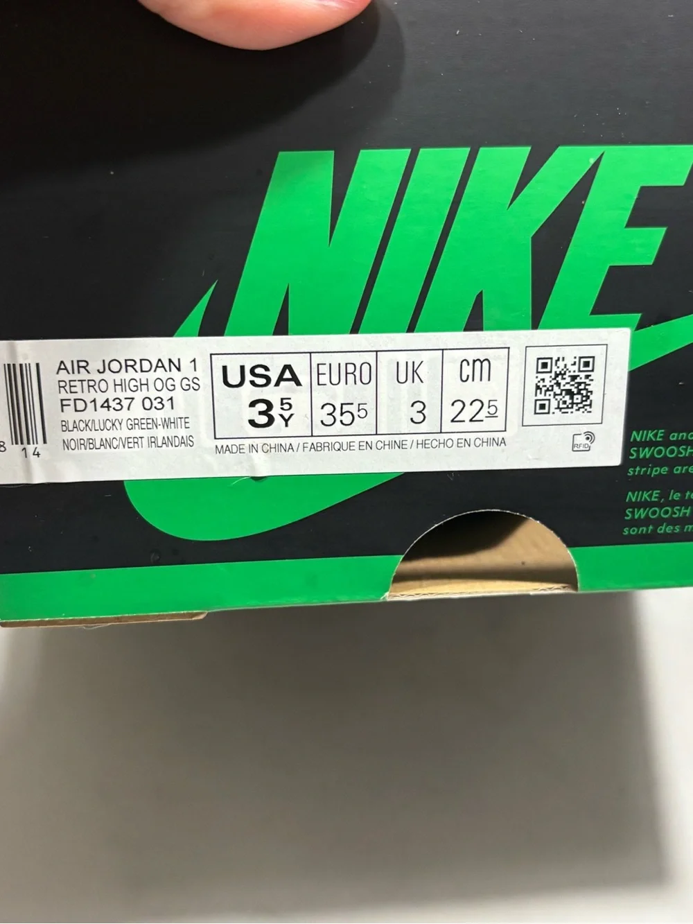 Nike Kids Air Jordan 1 Retro High OG GS - Black/Green/White